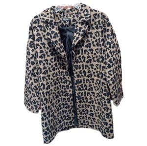 Nasty Gal Leopard Print Faux Fur Warm Thick Winter Brown Polyester Trench Coat M